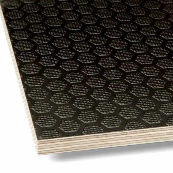 Poplar Wire Mesh Anti-Slip Plywood with hexagonal surface pattern